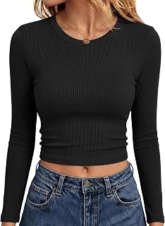 ANRABESS Crop Top Long Sleeve Shirts for Women