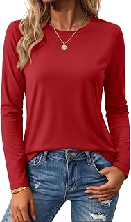 YUCOLEN Cotton Long Sleeve Shirts for Women Basic Tshirt