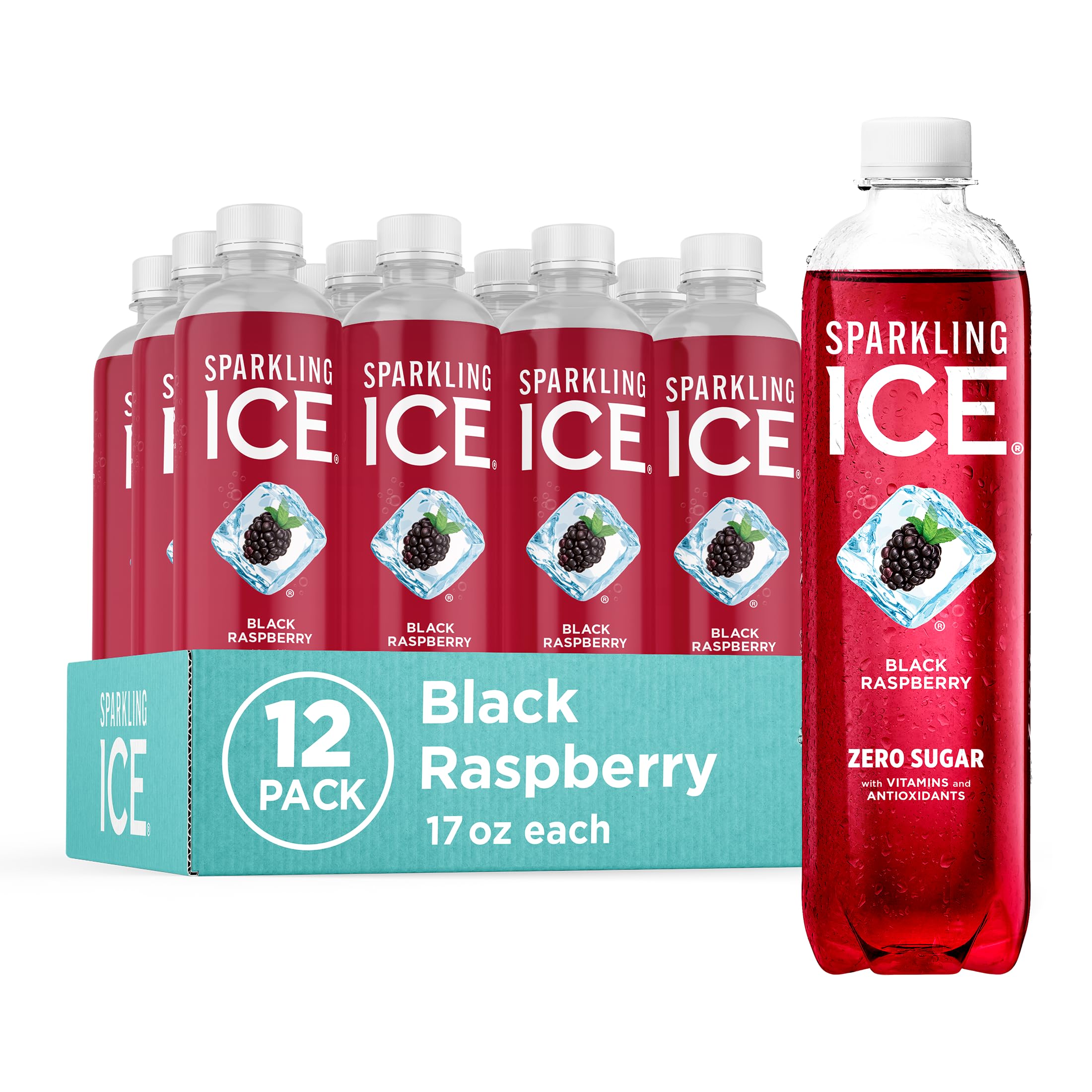 Sparkling Ice, Black Raspberry Sparkling Water, Zero Sugar Flavored Water, with 
