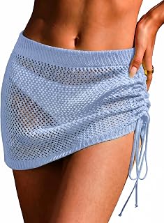 AI'MAGE Women Crochet Skirt 2025 Knit Drawstring Beach Skirt Cover Up Swimwear XS-XXL