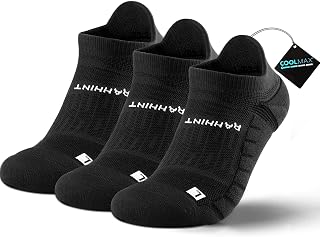 Coolmax Anti-Blister Cushioned Running Socks Ankle Compression for Women and Men, Lightweight Summer Marathon Walking Training (3 Pairs)