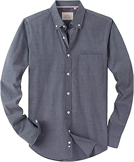 Alimens & Gentle Mens Solid Oxford Shirt Long Sleeve Dress Shirt Work Casual Button Down Shirts with Pocket