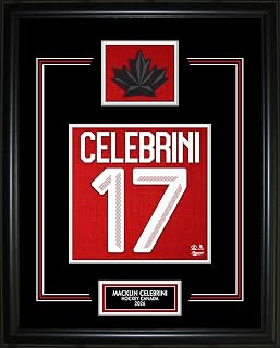 Macklin Celebrini #71 Hockey Canada 2026 Jersey Number Frame — 16x20 Hockey Canada Wall Art — Glass Front, Made in Canada — NHL Sports Memorabilia Licensed Ready to Hang Handcrafted in Canada Fan Gift