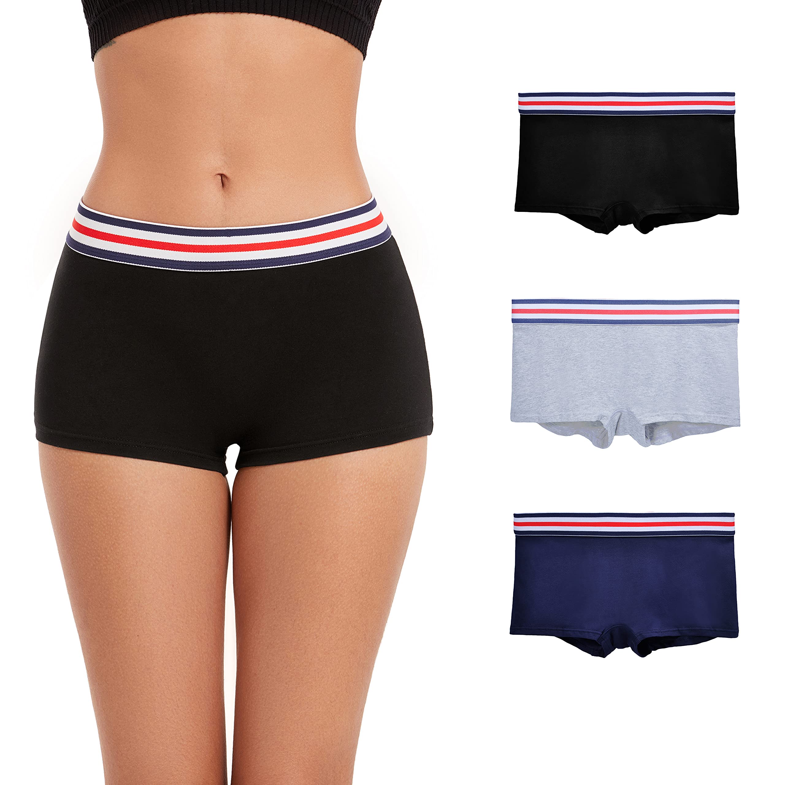 ZLYC Women's Cotton Panties Comfort Boxer Shorts Underwear