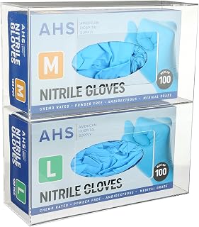 American Hospital Supply Glove Dispenser Wall Mount Double | Clear Acrylic Mountable Glove Box Holder with Individual Compartments | Gloves Sold Separately | Double Layer Medical Glove Dispenser