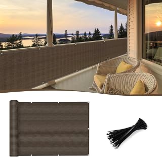SUNNY GUARD 3' x 10' Balcony Privacy Screen, HDPE Patio Railing Cover Fence | 90% Privacy Block & 95% UV Protection: Blocks views, sunlight, dust and wind. Flexible customization options available