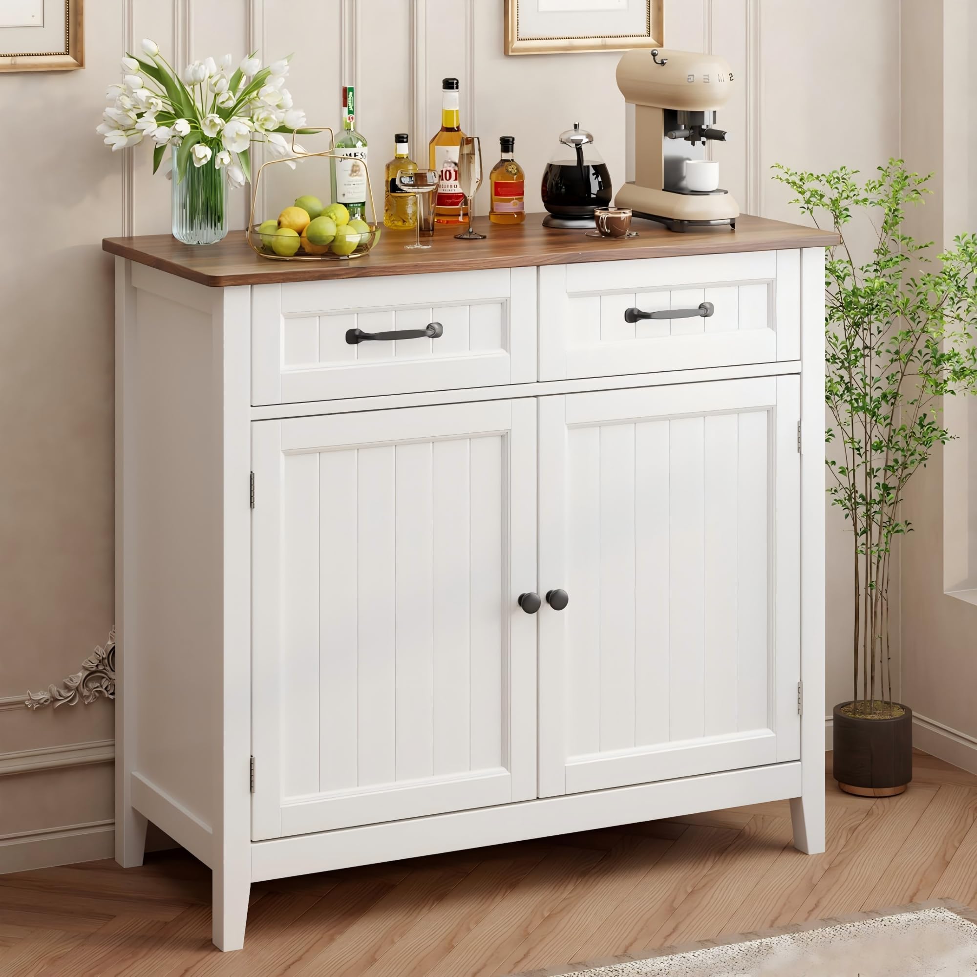Gizoon Kitchen Sideboard Buffet Cabinet, 32'' H Large Kitchen Storage Island wit