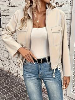 Women Bomber Jackets 2025 Fashion Autumn Winter Cropped Coats Casual Jacket with Pockets