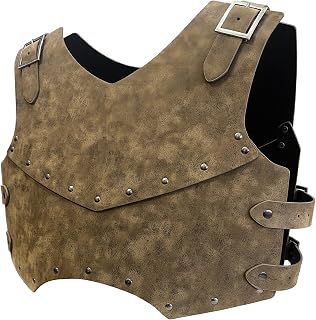 HiiFeuer Medieval Faux Leather Chest Armour, Retro Mercenary Knight Archer Body Armor Adjustable Chest Armor for LARP Costume&Ren Faire