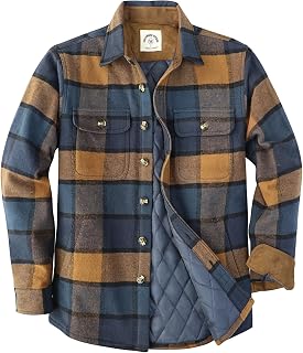 Dubinik® Flannel Jacket Men's Lightweight Shirt Jacket Checked Pattern Soft Casual with Button and Warm Lining
