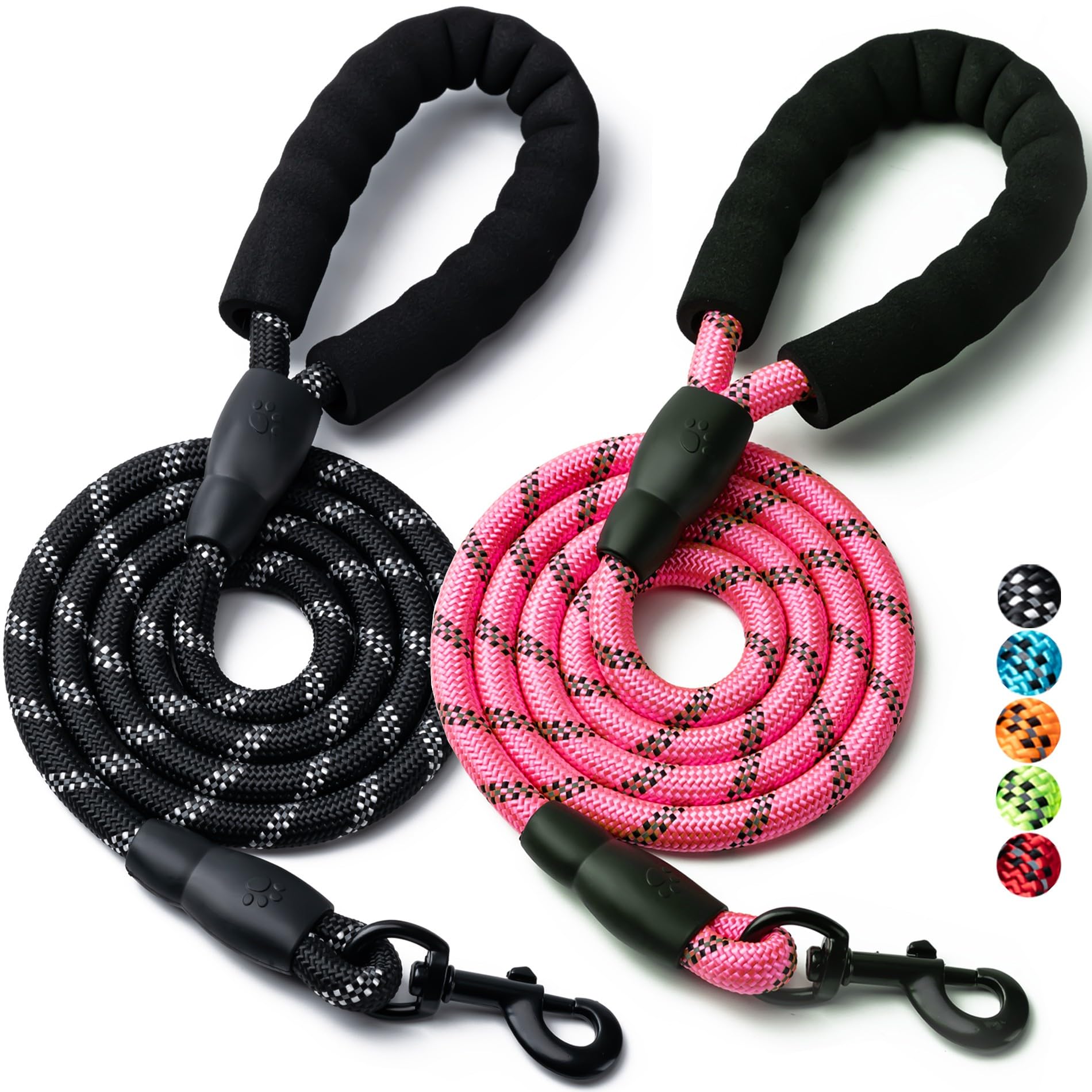 Lot de 2 laisses pour Chien, 1,2 m, 1,5 à 1,8 m, en Corde de Nylon Robuste avec 