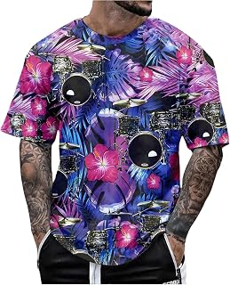 Men's Graphic T-Shirt Solar System Galaxy Print Short Sleeve Casual Crew Neck Top