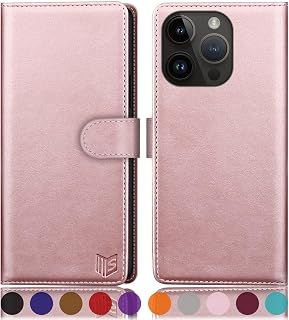 SUANPOT Design for iPhone 15 Pro Max 6.7" Wallet case with RFID Credit Card Holder,Flip Book PU Leather Cover Women Men for Apple 15ProMax Phone case Rose Gold