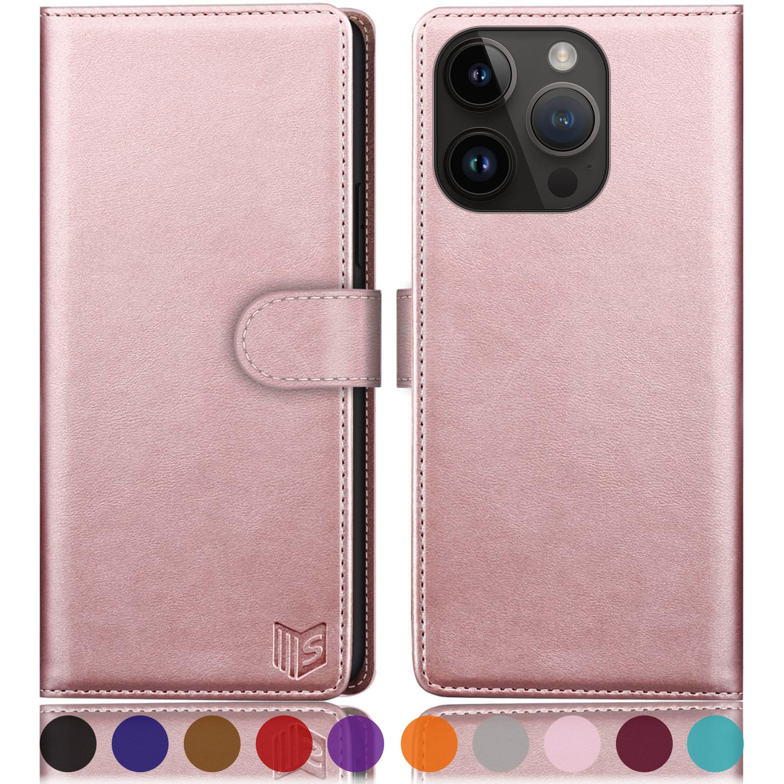 SUANPOT Design for iPhone 15 Pro Max 6.7" Wallet case with RFID Credit Card Hold