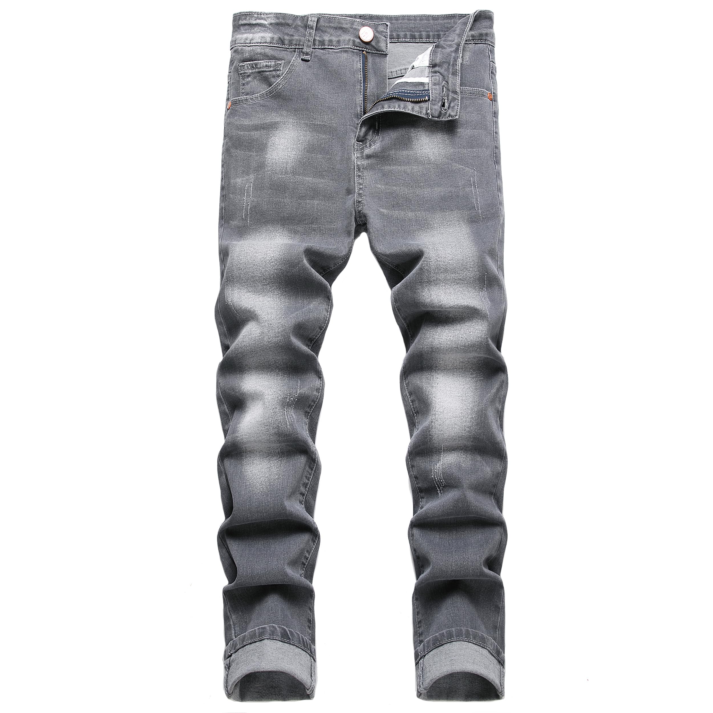 Men's Slim Fit Stretch Jeans Ripped Skinny Jeans for Men, Fashion Straight Leg C
