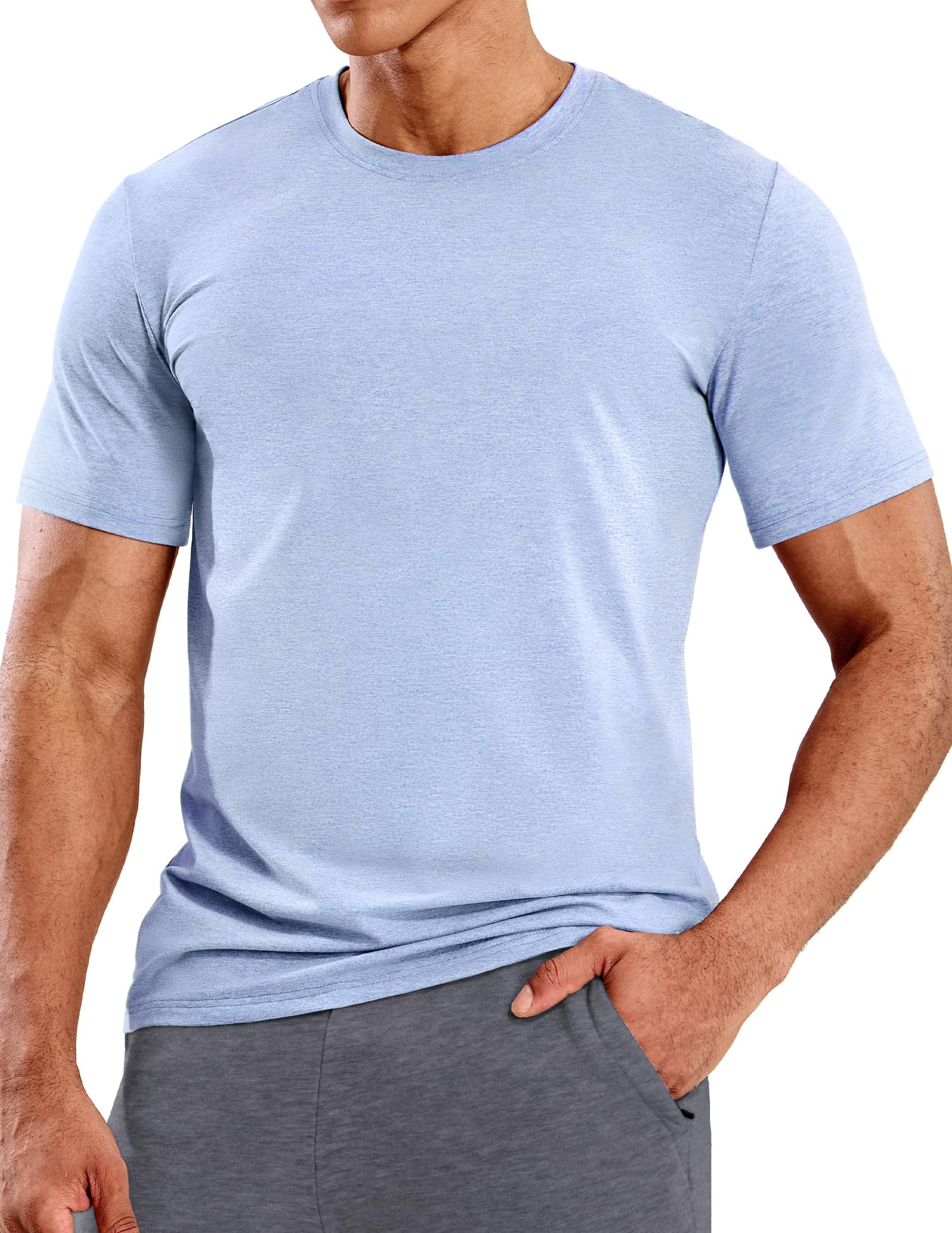 MIER Men's Short Sleeve Dry Fit Soft T-Shirt Athletic Breathable Active Casual R