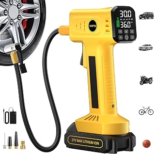 Rafeox Tire Inflator Portable Air Compressor, Cordless Tire Inflator | Fast Inflation, Rechargeable Battery, Auto Shut-Off, Digital Pressure Gauge, Air Pump for Car, SUV, Motorcycle, Bike, Ball