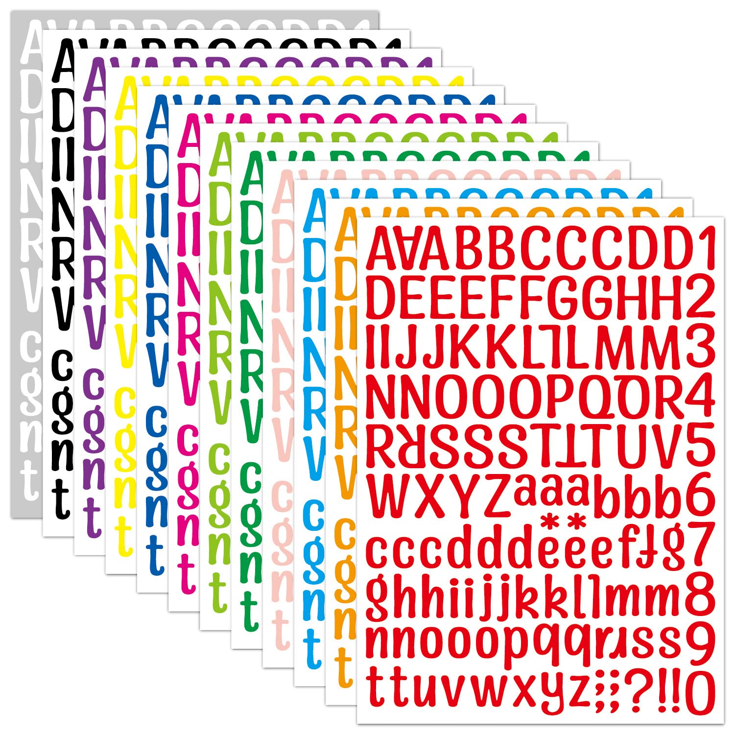 1512 Letter Stickers 12 Sheets Alphabet Stickers Vinyl Self-Adhesive Number Alph