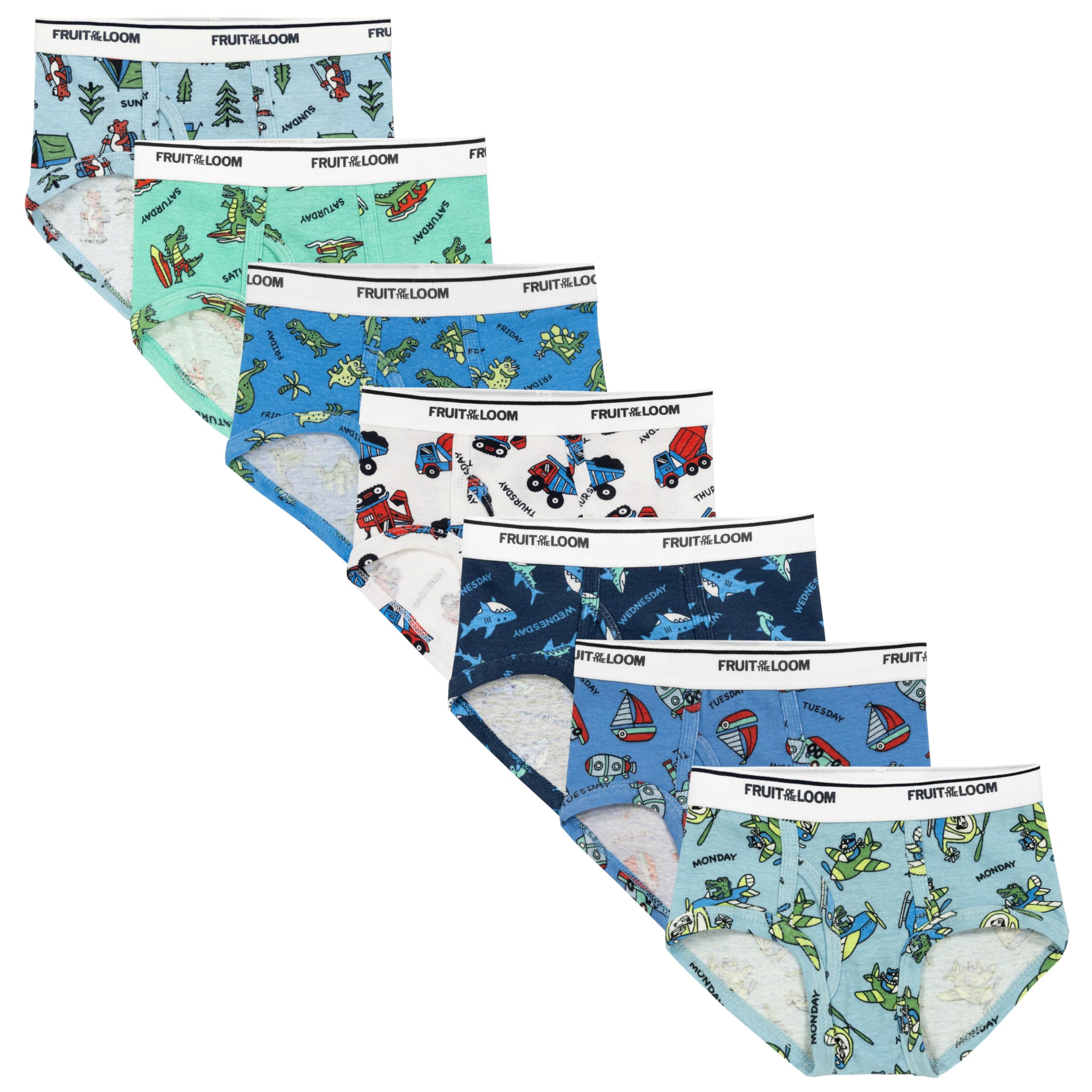 Fruit of The Loom Boys Assorted Cotton Days of The Week BriefsBriefs