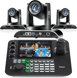Tenveo NDI PTZ Camera AI Auto Tracking SDI/HDMI/USB3.0/LAN(PoE) 30X Optical+ 8X Digital Zoom(*3) and 7'' LCD Quad-Screen NDI PTZ Joystick Controller Bundle for Church Service Worship Live Broadcasts