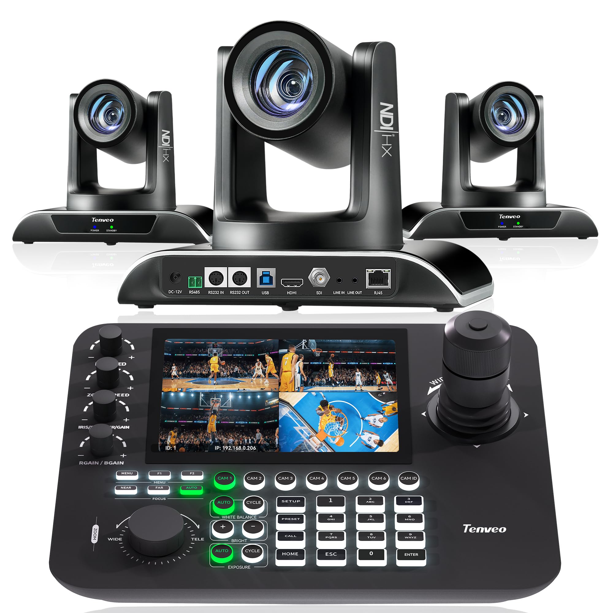 Tenveo NDI PTZ Camera AI Auto Tracking SDI/HDMI/USB3.0/LAN(PoE) 30X Optical+ 8X 