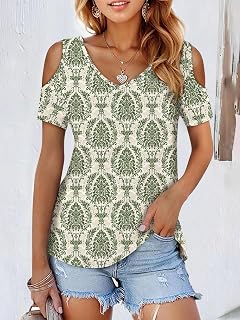 Women's Summer V Neck Short Sleeve T-Shirt