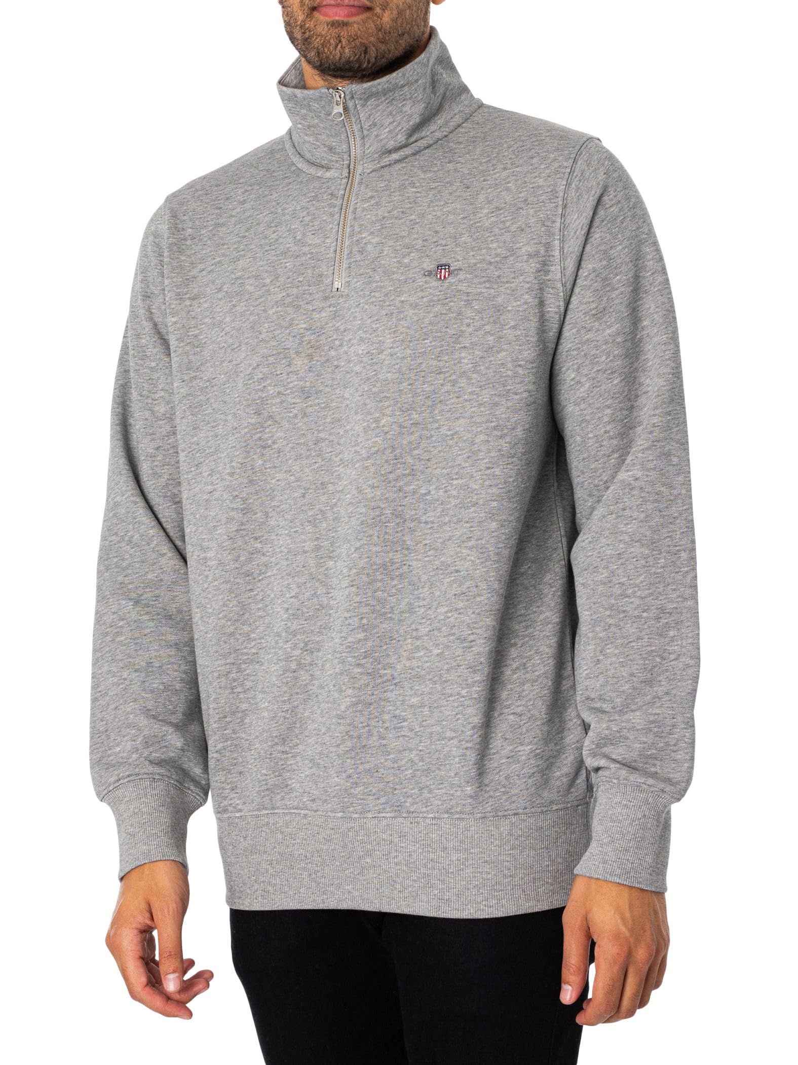 GANT Men's Regular Shield 1/4 Zip Sweatshirt, Bubblegum Pink