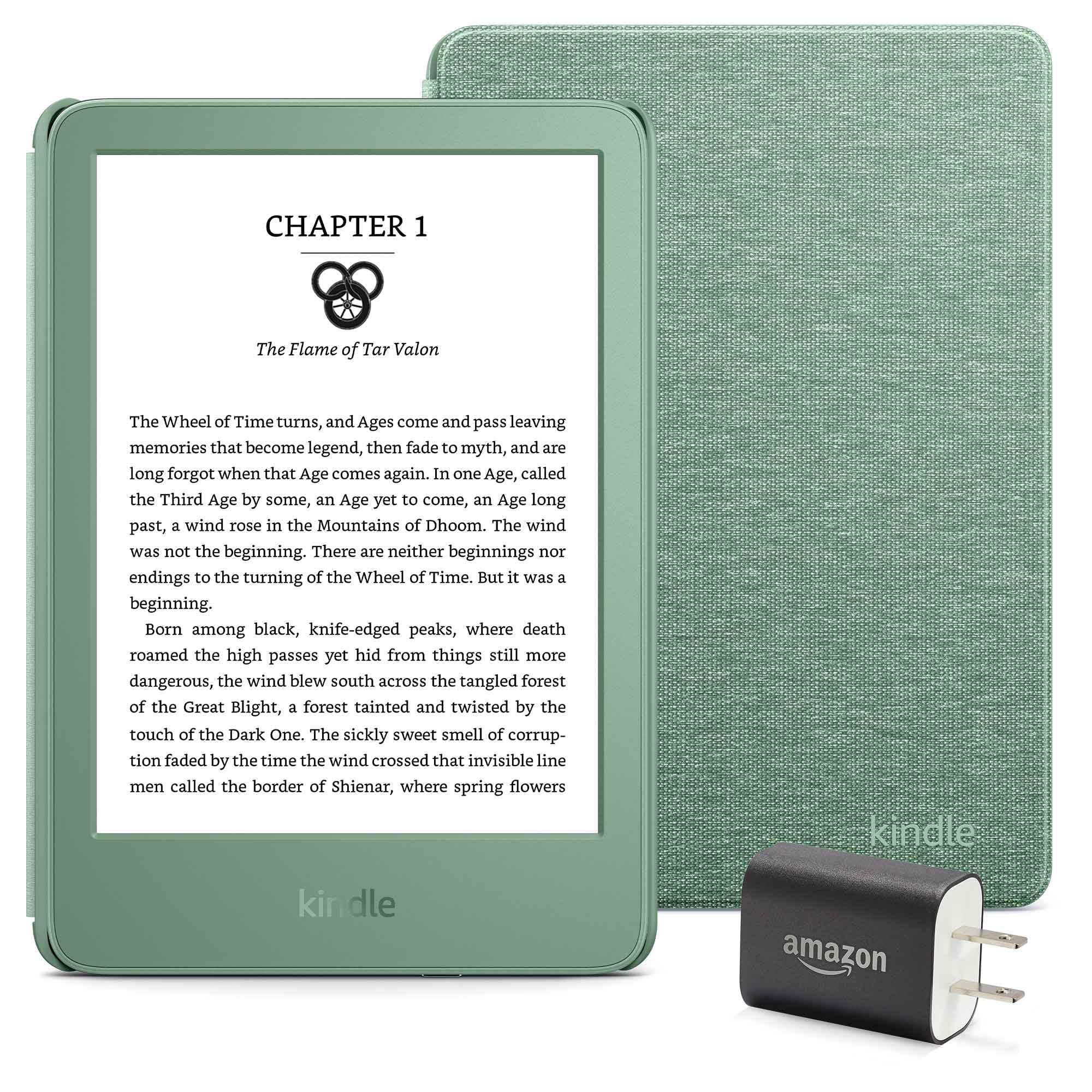 Kindle Essentials Bundle including Kindle (2024 release) - Matcha, Fabric Cover 