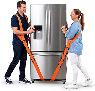 Forearm Forklift Shoulder Harness – Standard - Lift and Move Furniture, appliances, Supports up to 800 lb. Moving Harness Set, 2 Harnesses and 2 Center Straps that are ea 9’4” Long, 1 Pack, Orange