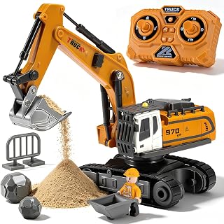 duturpo 1/64 Remote Control Excavator, Diecast Mini RC Digger Toy | 13CH Construction Vehicle Birthday Gift for Boys and Girls Age 3+