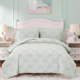 Queen Comforter Set with Sheets for Girls-7 Pieces Bow Bed in A Bag