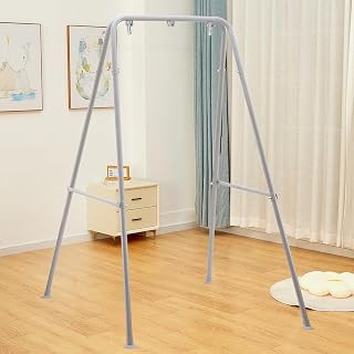 Foldable Hammock Stand, Portable Hammock Chair Stand, Heavy Duty Folding Hammock Frame for Indoor or Outdoor, Easy to Assemble & Store (Hammock Chair not Included) - Grey 300 lbs Capacity