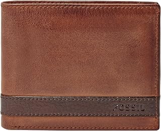 Fossil Men's Quinn Leather Bifold with Flip ID Wallet, Men's Leather Wallet, Brown