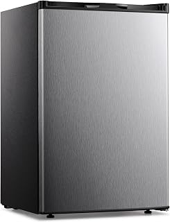 Kismile Small Freezer Upright, 3.0 Cu.ft Mini Freezer, Stainless Steel | Adjustable Thermostat, Removable Shelves, Reversible Single Door, for Bedroom/Home/Dorms/Apartment
