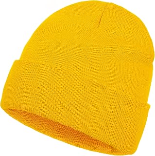 Beanie for Men Women, Slouchy Knitted Beanie Hats Winter Warm Hat Unisex Cuffed Plain Hat for Cold Weather