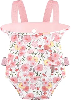 GAGAKU Baby Doll Carrier for Toddlers, Toy Baby Dolls Carrier, Reborn Baby Doll Accessories - Pink Rose of Sharon