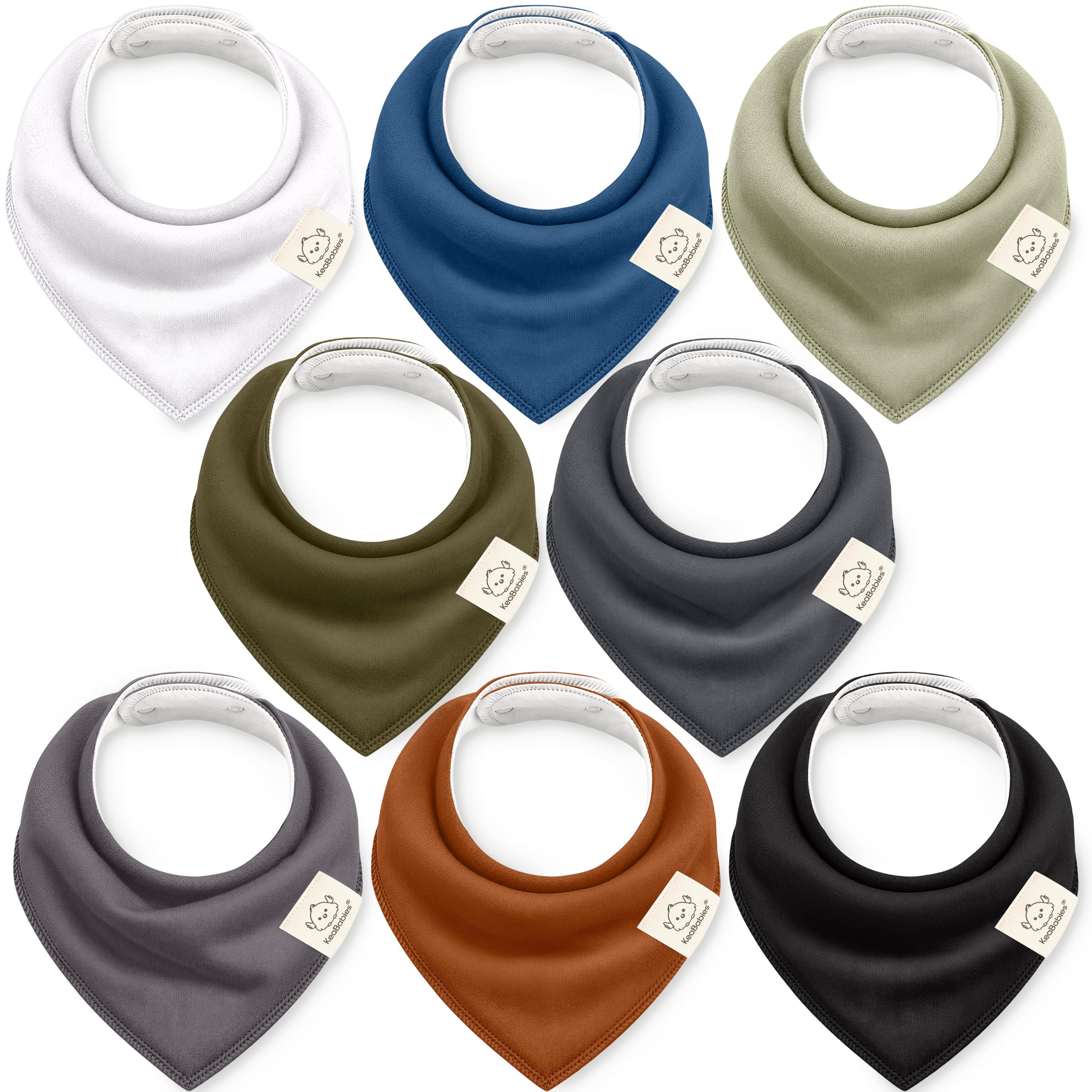 KeaBabies 8pk Organic Baby Bandana Bibs for Drooling and Teething, Basics | 100%