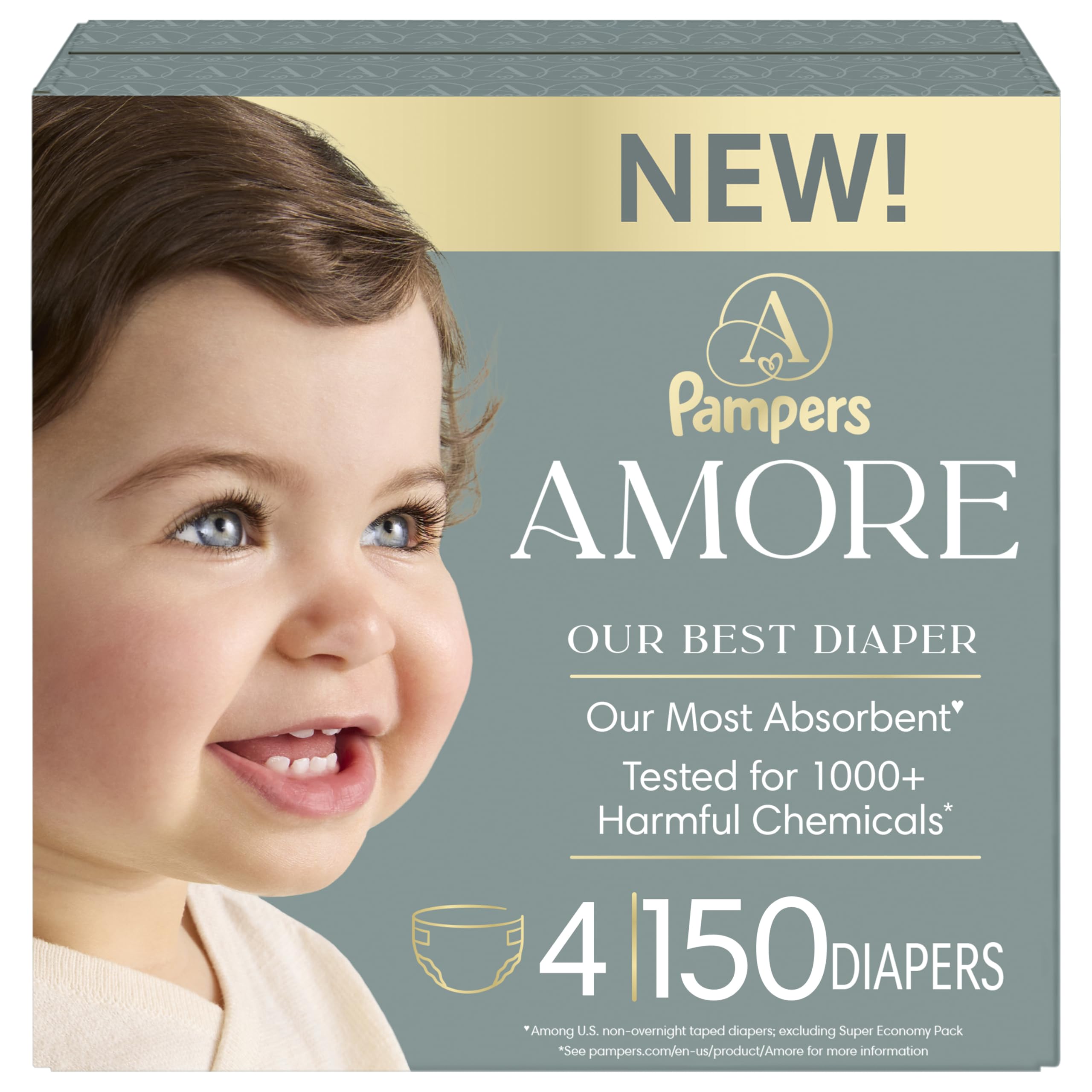 Pampers AMORE, Size 4, Our Best Diaper, 1 Pack (Count of 150)