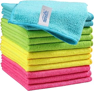HOMEXCEL Microfiber Cloth Towels, Pack of 12 (Kitchen Cloth/Car Wash Towel/Table Cloth) Dish Towel, Approx. 11.5 x 11.5 inches (29.21 x 29.21 cm) (Multicolor)