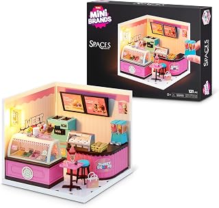 Mini Brands Mini Spaces Sweet Scoop By ZURU | DIY Mini Spaces build & customize kit; light-up miniature ice cream shop scene; display Mini Brands miniatures and figures