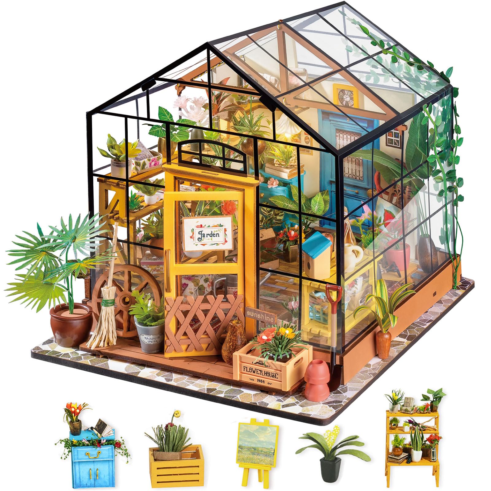 Rolife Greenhouse DIY Miniature Dollhouse Kit Creative Gift for Adults | 1:18 Sc
