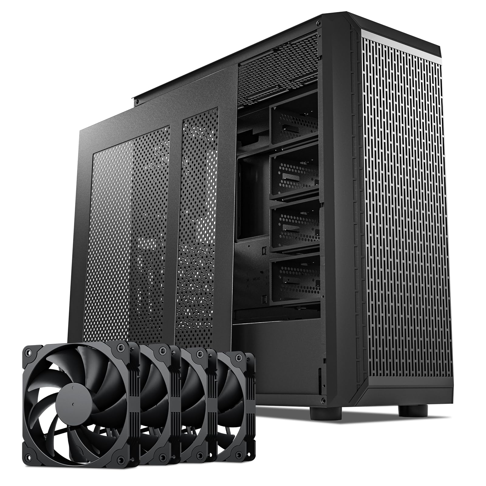 DARKROCK Classico Storage Master ATX NAS Computer Case with 4x120mm Fans | USB 3