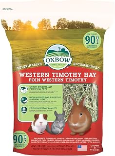 Oxbow Western Timothy Hay, Rabbit & Guinea Pig Hay, High Fiber, USA, 90 oz | Oxbow Timothy Hay, Bunny Hay For Rabbits, Guinea Pigs, Bunnies and Chinchillas, Hand-Sorted, De-Dusted, Made in USA