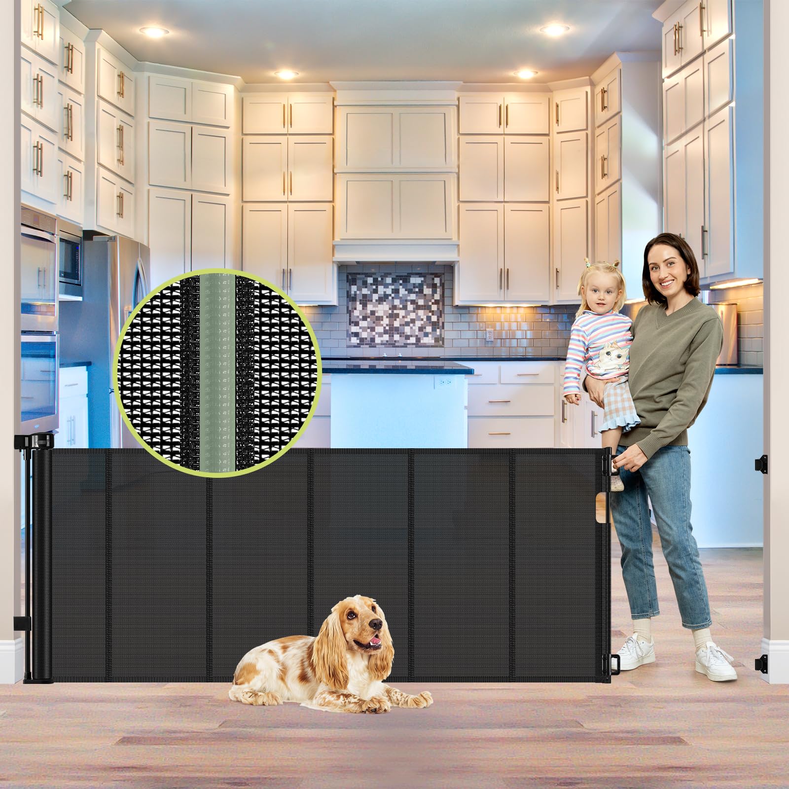 Reinforced 80 Inch Retractable Baby Gate Extra Wide Baby Gate for Wide Openings,