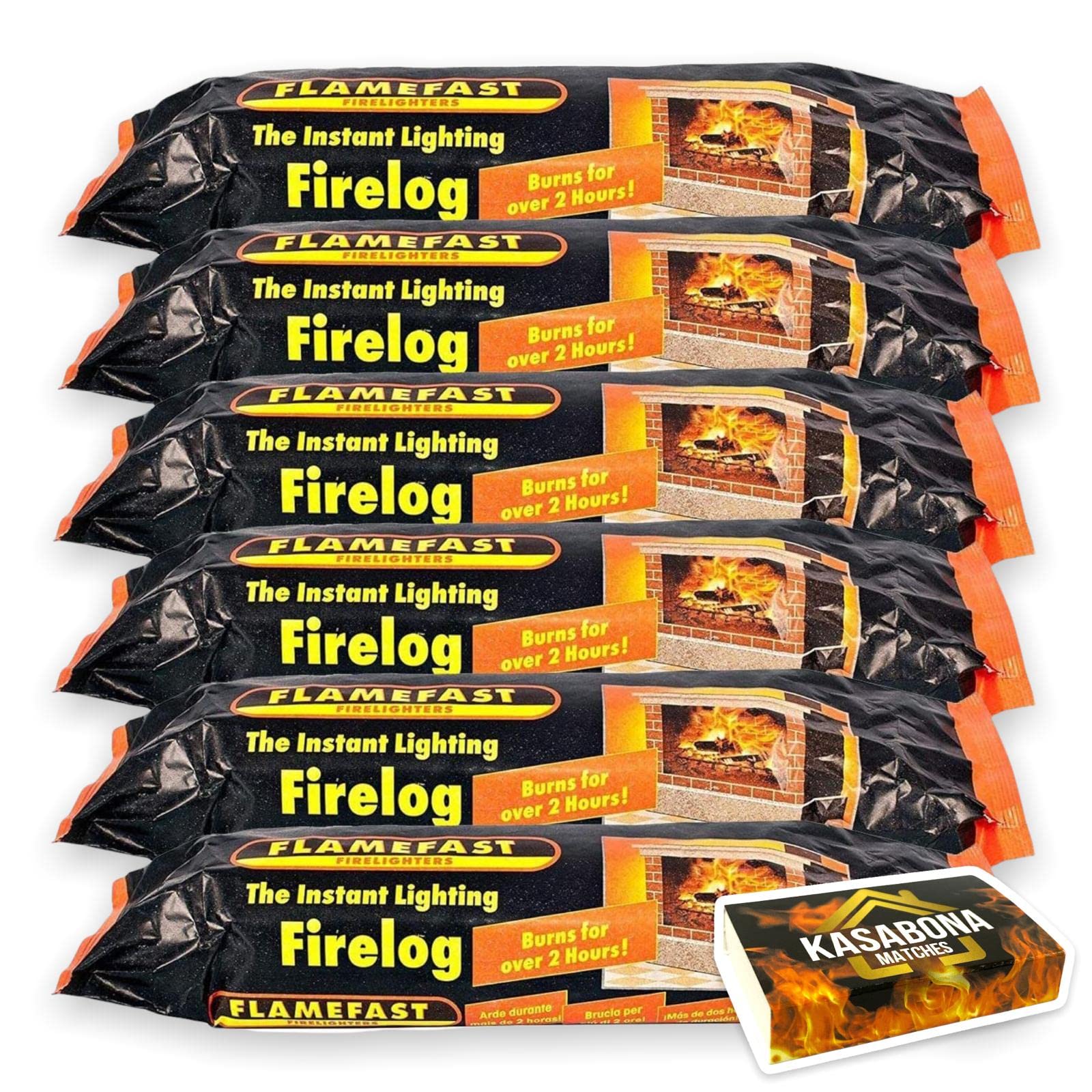 Flamefast Smokeless Instant Lighting Firelog Open Garden Chimineas 2hrs Burn Env