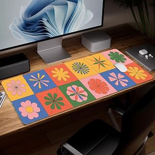 Bohemia Leather Desk Pad, Colorful Art Mouse Pad, Large Computer Keyboard, Gaming Mouse Pad, Protection and Desk Cover, Decorative Mat