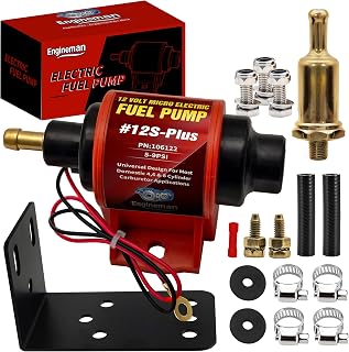 ENGINEMAN Universal 12 Volt Electric Fuel Pump 5-9 PSI, 35GPH, Super 12S Plus for Gasoline Diesel Engines