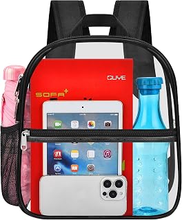 Clear Backpack for Stadium Events Sports Fan Backpack Stadium Bag 12x6x11 | Transparent Security Backpack,Heavy Duty PVC Small Clear Bag for Concerts, Sports,Work,School