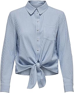 Only Onllecey LS Stripe Knot Dnm Shirt Noos Blouses for Women