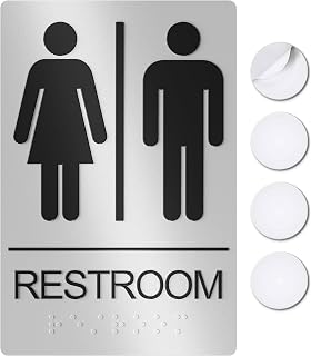 ASSURED SIGNS Washroom Sign, Restroom Sign for Business - 9 x 6" - 1 Pack | ADA Compliant, Raised Text with Braille, Premium Unisex Bathroom Sign, Scratch Resistant, Commercial Grade